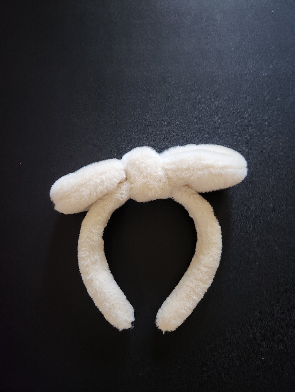 Fluffy cream bow headband